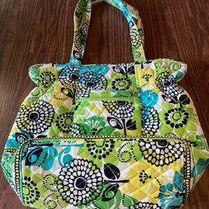 Vera Bradley, limes up, medium tote, shoulder bag, quilted cloth, retired